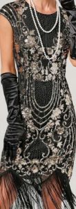 Adult Female Costumes to Hire - GATSBY - Sequin detail & fringe hem - XL